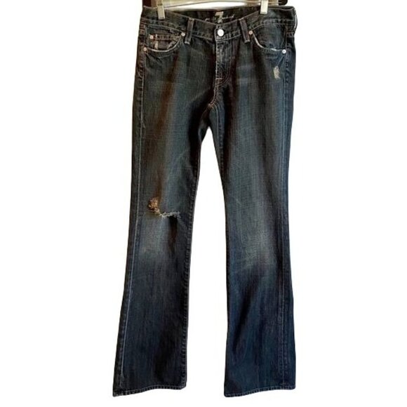 7 for All Mankind Boot Cut Distressed Jeans Size 28 - Picture 1 of 10